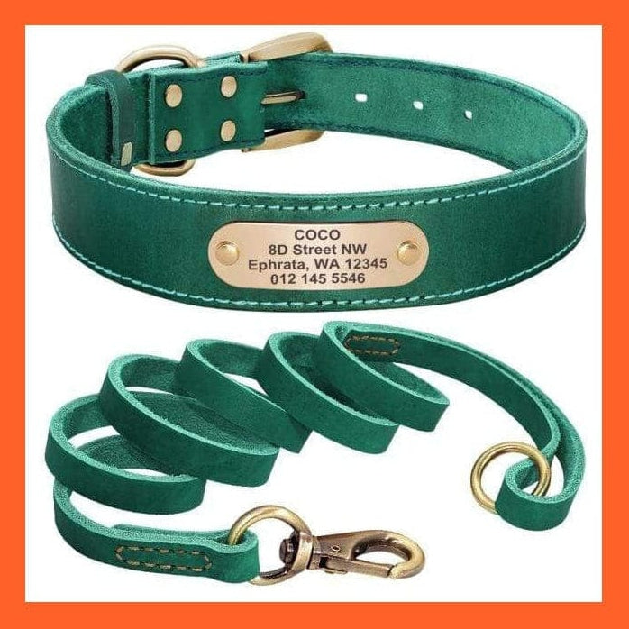 whatagift.com.au Animals & Pet Supplies Green Set / XS Custom Leather Dog Collar | Personalized Engraved Pet Collar Leash Set