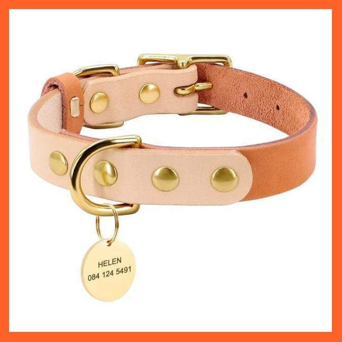 whatagift.com.au Animals & Pet Supplies Orange / S Copy of Custom Dog Cat Collar Personalized Leather Collar | Pet Dog Collar Engraved Id Tags For Small Medium Dogs