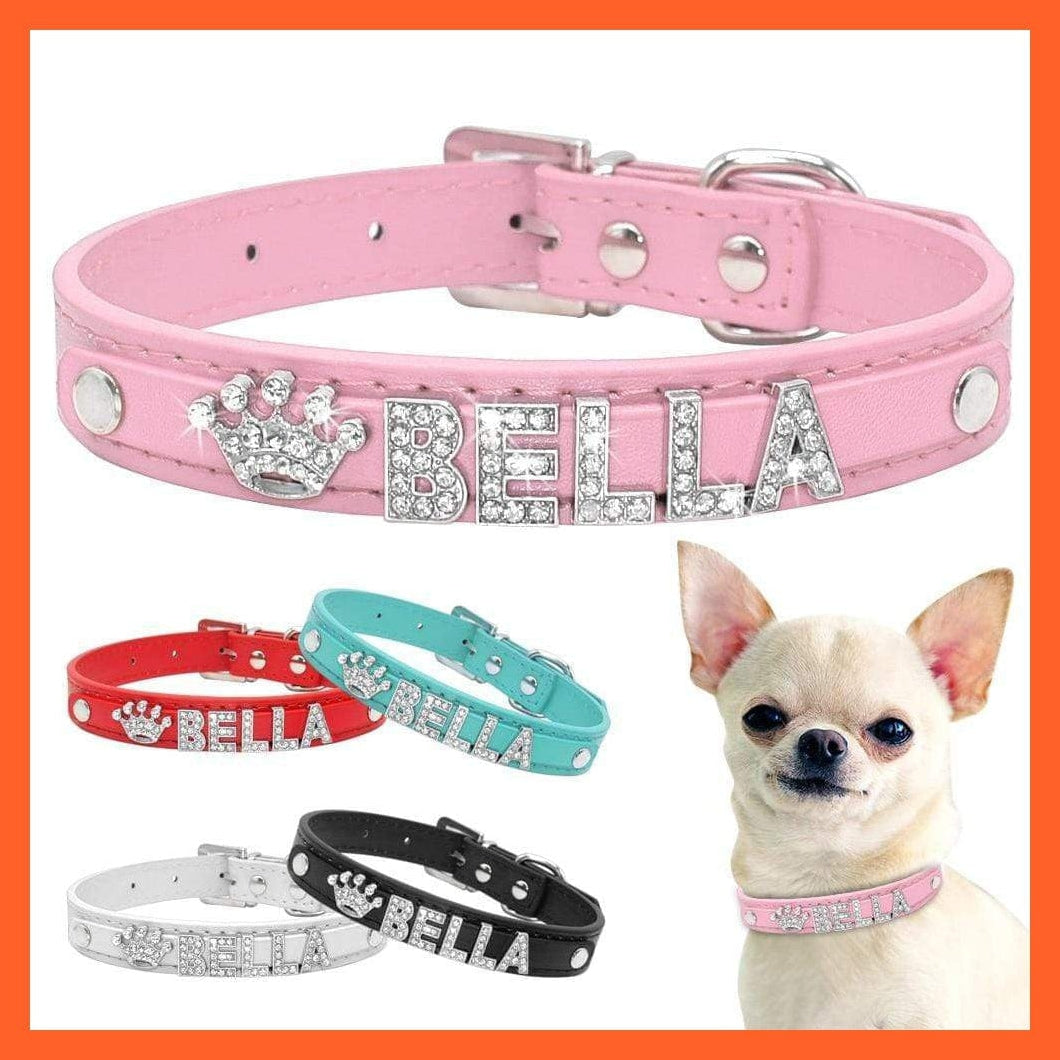 whatagift.com.au Animals & Pet Supplies Personalized Bling Rhinestone Puppy Dog Collars | Customized Necklace Name Charms Pet Accessories