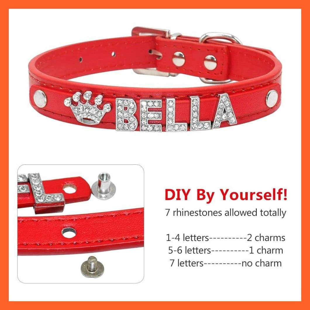 whatagift.com.au Animals & Pet Supplies Personalized Bling Rhinestone Puppy Dog Collars | Customized Necklace Name Charms Pet Accessories