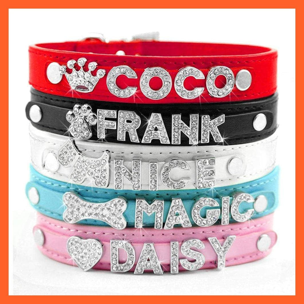 whatagift.com.au Animals & Pet Supplies Personalized Bling Rhinestone Puppy Dog Collars | Customized Necklace Name Charms Pet Accessories