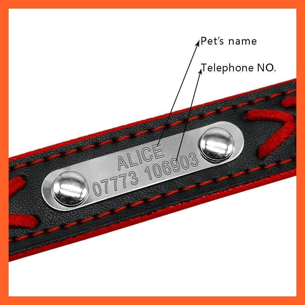 whatagift.com.au Animals & Pet Supplies Personalized  Custom Leather Dog Collar | Engraved Puppy Cat Dog Tag Collar With Nameplate | For Small Medium Large Dogs Beagle Xs-Xl