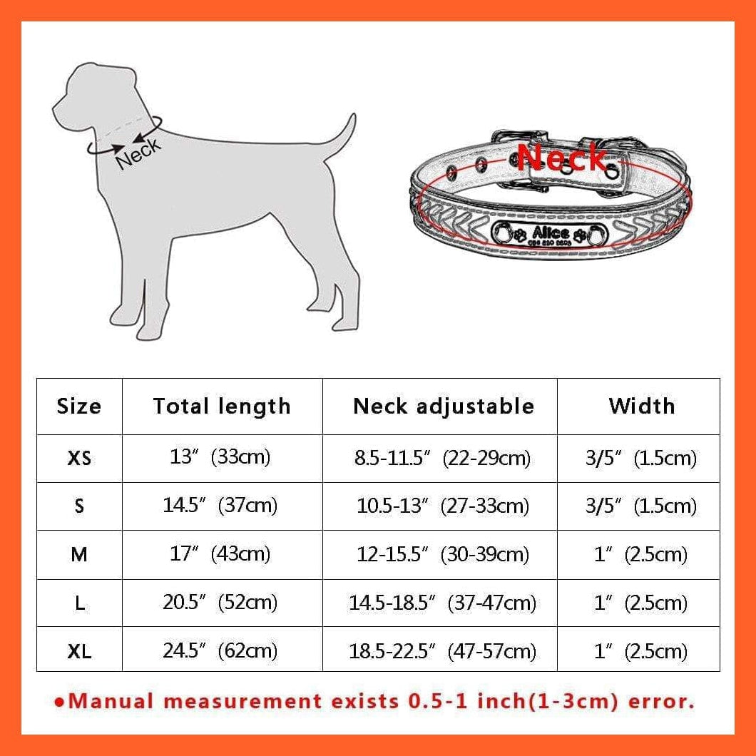 whatagift.com.au Animals & Pet Supplies Personalized  Custom Leather Dog Collar | Engraved Puppy Cat Dog Tag Collar With Nameplate | For Small Medium Large Dogs Beagle Xs-Xl