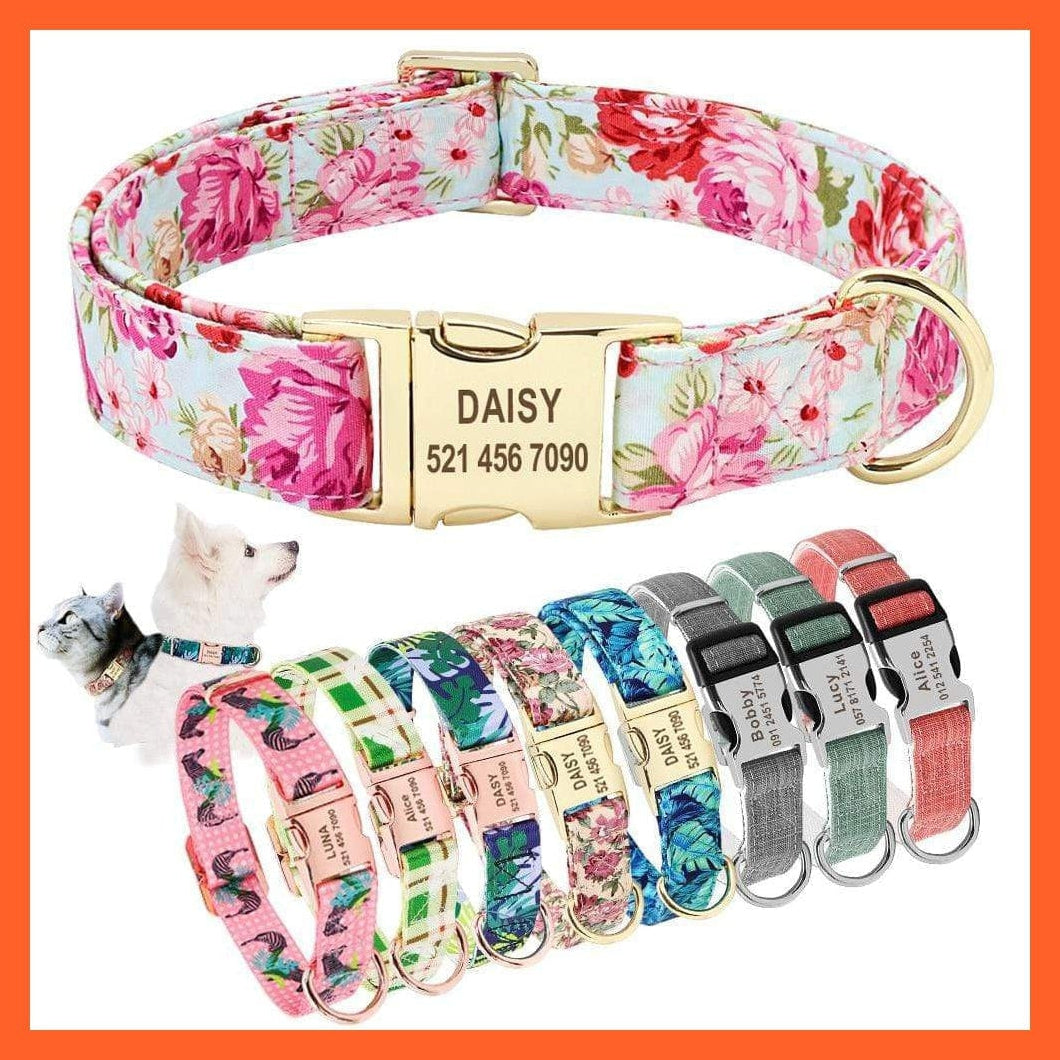 whatagift.com.au Animals & Pet Supplies Personalized Custom Nylon Dog Collar | Engraved Pet Dog Cat Name Tag Collar | For Small Medium Large Dogs