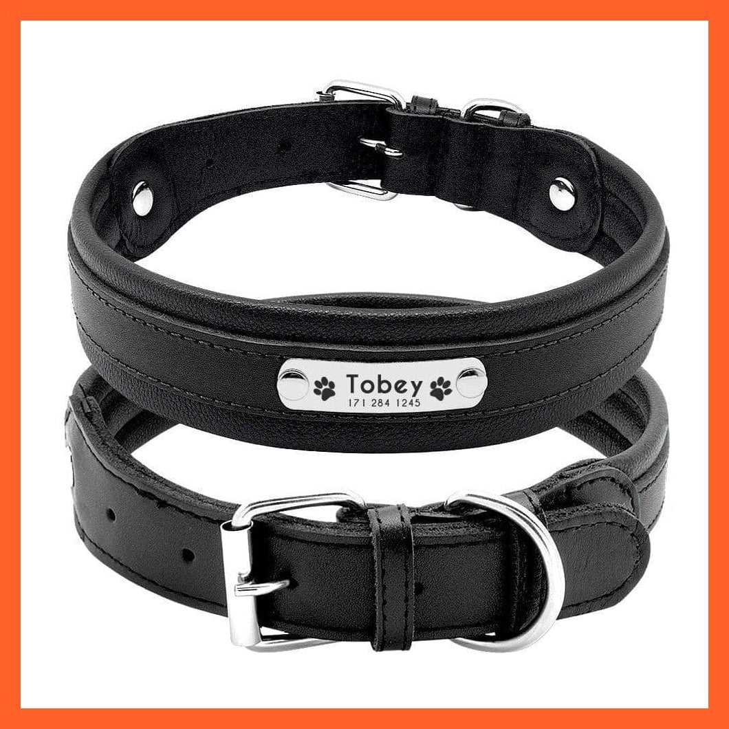 whatagift.com.au Animals & Pet Supplies Personalized Leather Dog Collar | Customized Padded Engraved Pet Big Dog Bulldog Collars