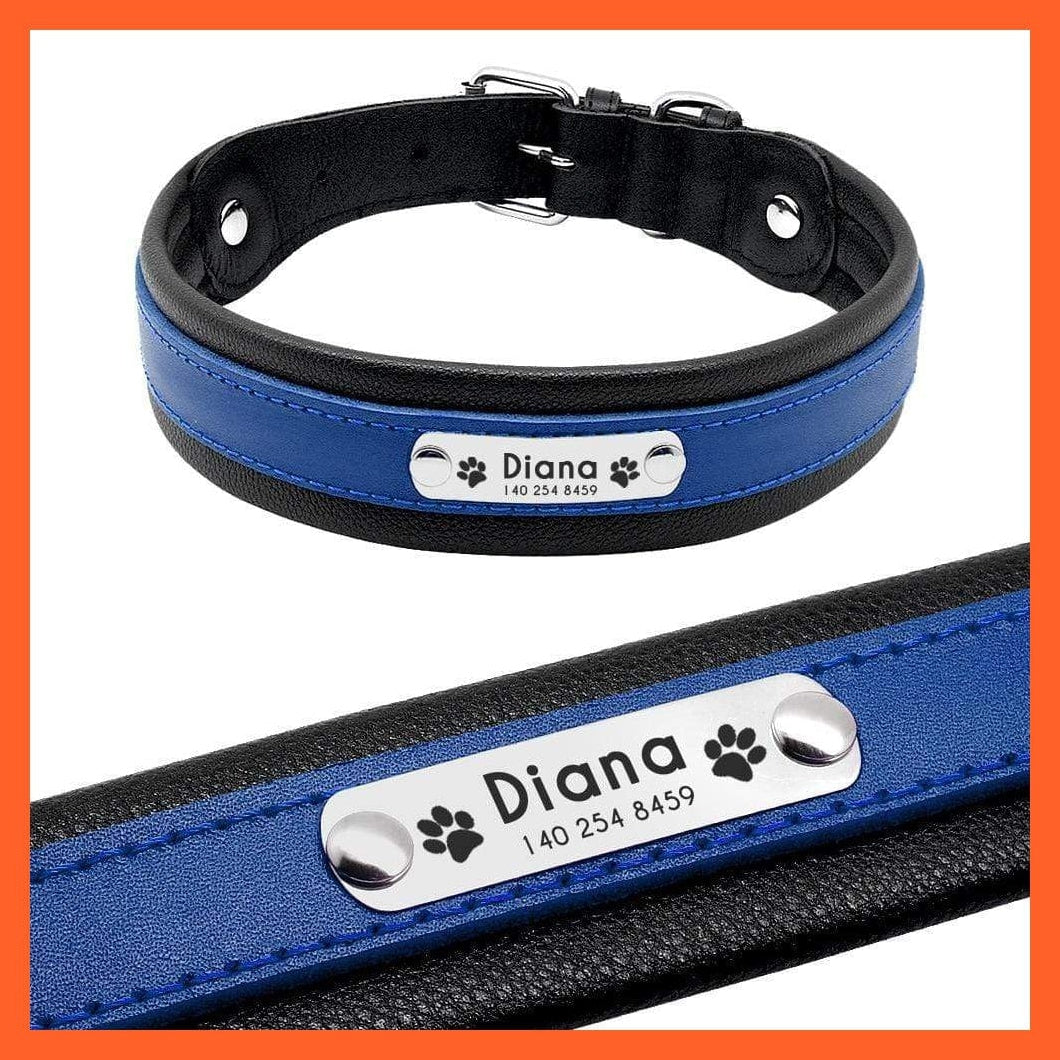 whatagift.com.au Animals & Pet Supplies Personalized Leather Dog Collar | Customized Padded Engraved Pet Big Dog Bulldog Collars