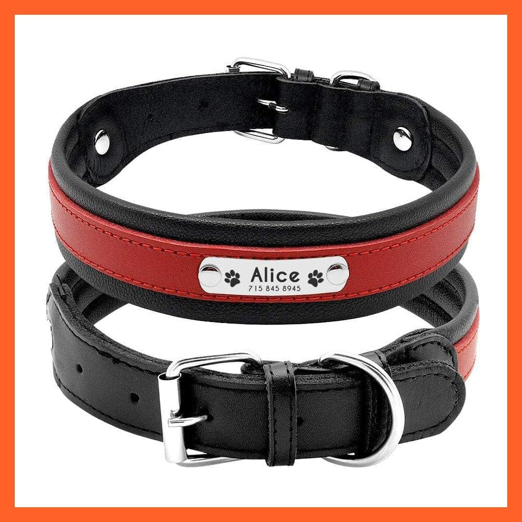 whatagift.com.au Animals & Pet Supplies Personalized Leather Dog Collar | Customized Padded Engraved Pet Big Dog Bulldog Collars