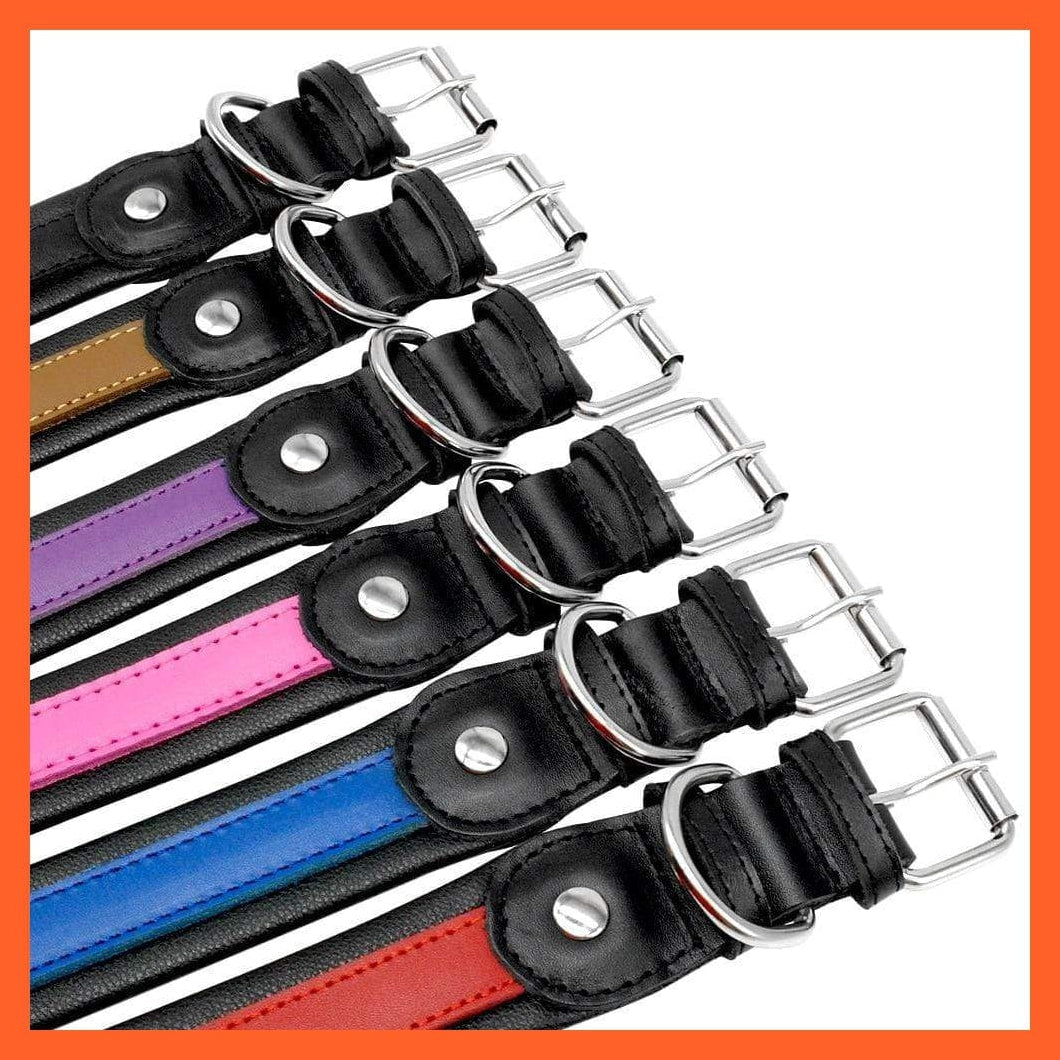 whatagift.com.au Animals & Pet Supplies Personalized Leather Dog Collar | Customized Padded Engraved Pet Big Dog Bulldog Collars
