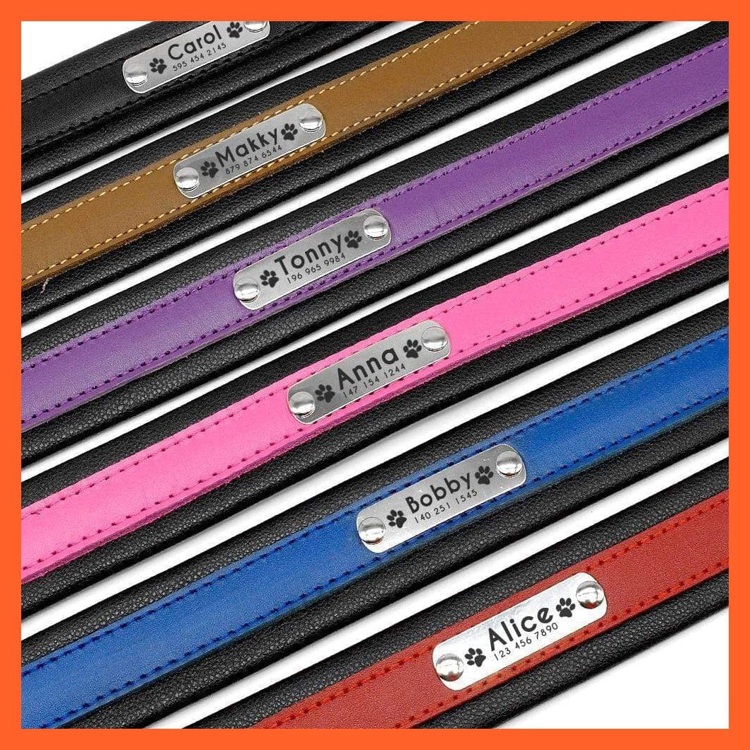 whatagift.com.au Animals & Pet Supplies Personalized Leather Dog Collar | Customized Padded Engraved Pet Big Dog Bulldog Collars