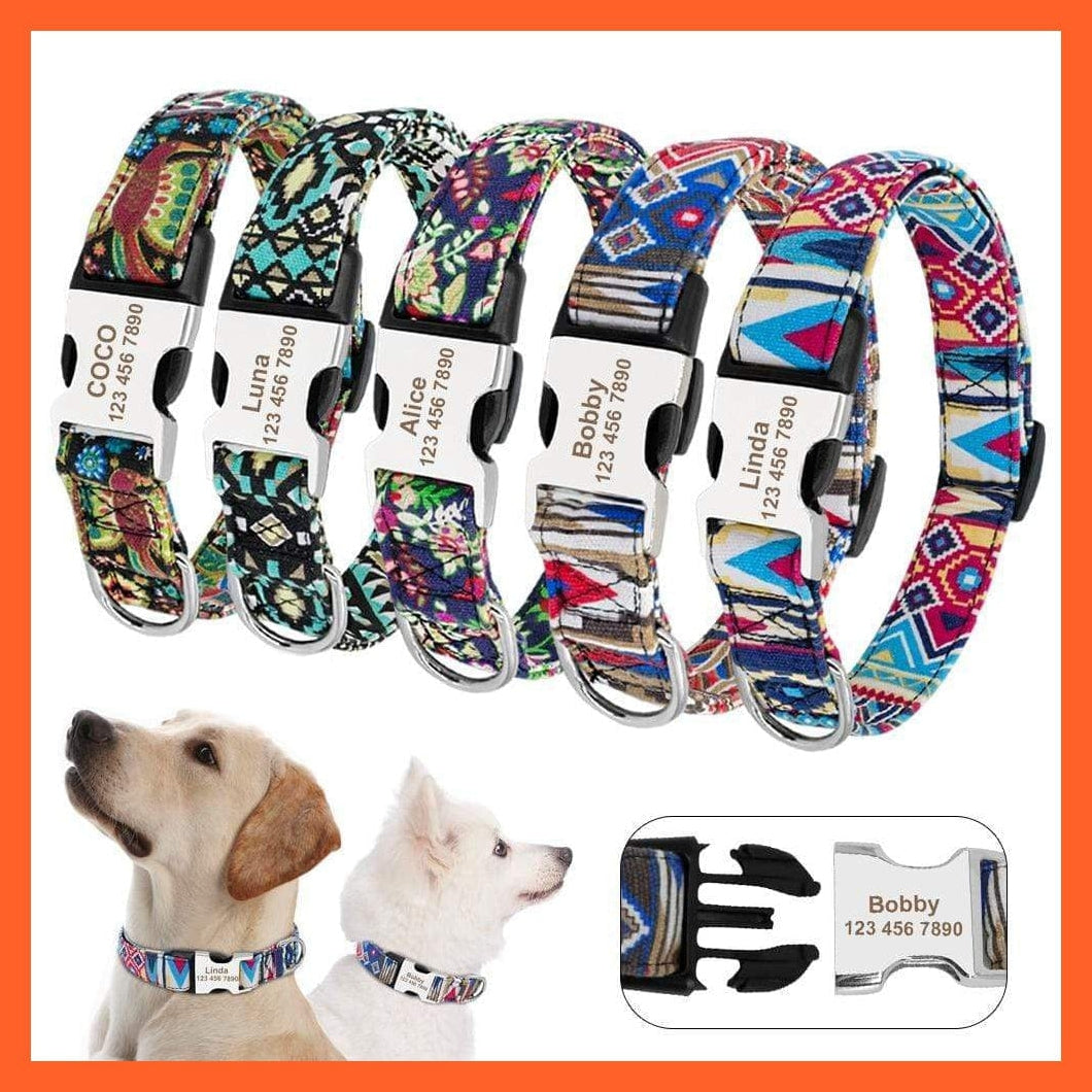 whatagift.com.au Animals & Pet Supplies Personalized Nylon Custom Dog Collar | Adjustable Engraved Puppy Pet Dog Name Tag Id Collars | For Small Large Dogs