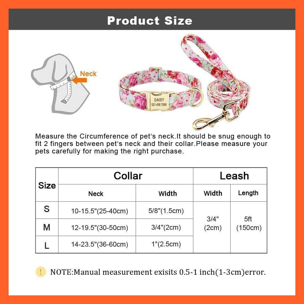 whatagift.com.au Animals & Pet Supplies Personalized Printed Dog Collar Leash Set | Customized Nylon Engraved Dog Collar