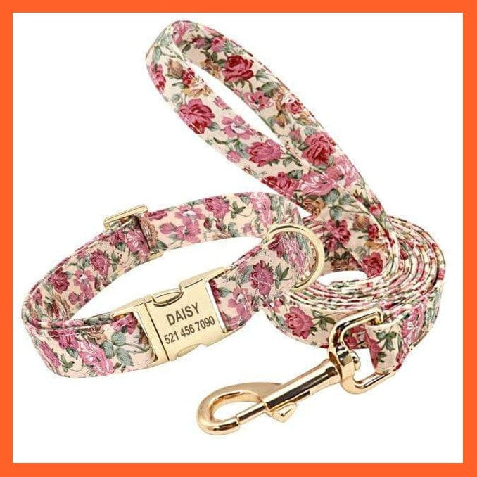 whatagift.com.au Animals & Pet Supplies Personalized Printed Dog Collar Leash Set | Customized Nylon Engraved Dog Collar