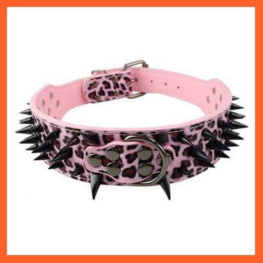 whatagift.com.au Animals & Pet Supplies Pink Black Spike / S 2" Wide Sharp Spiked Studded Leather Dog Collars |  Big Dog Adjustable Collar