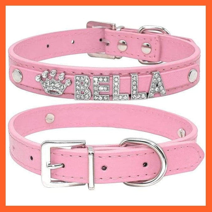 whatagift.com.au Animals & Pet Supplies Pink / L Personalized Bling Rhinestone Puppy Dog Collars | Customized Necklace Name Charms Pet Accessories