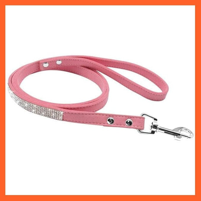 whatagift.com.au Animals & Pet Supplies Pink leash / M Bling Leather Rhinestone Dog Cat Collars | Pet Puppy Kitten Collar Walk Leash Lead | For Small Medium Dogs Cats