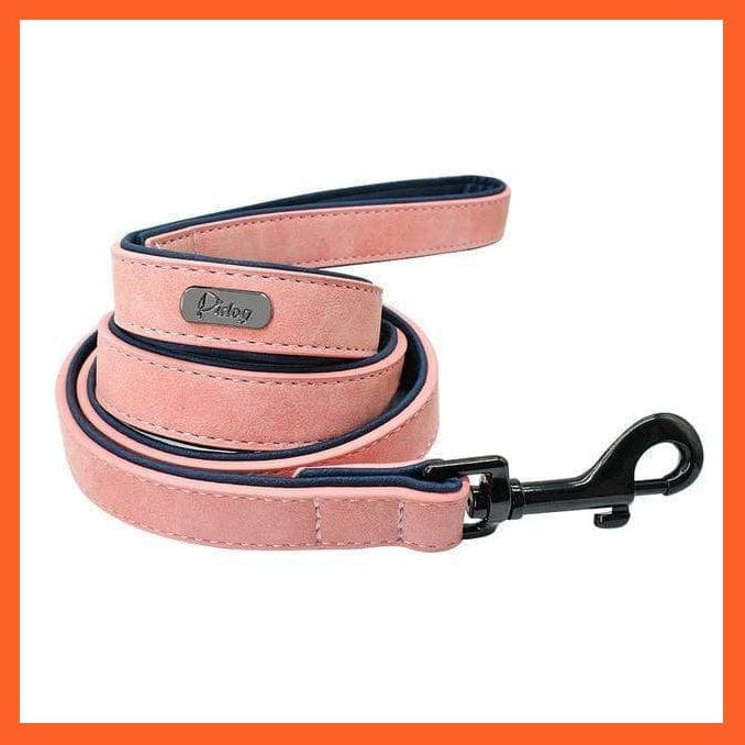 whatagift.com.au Animals & Pet Supplies Pink Leash / S Personalized Leather Custom Dog Collars | Pet Dog Name Tag Collar | Leash Lead For Small Medium Large Dogs Pitbull Bulldog Pugs Beagle