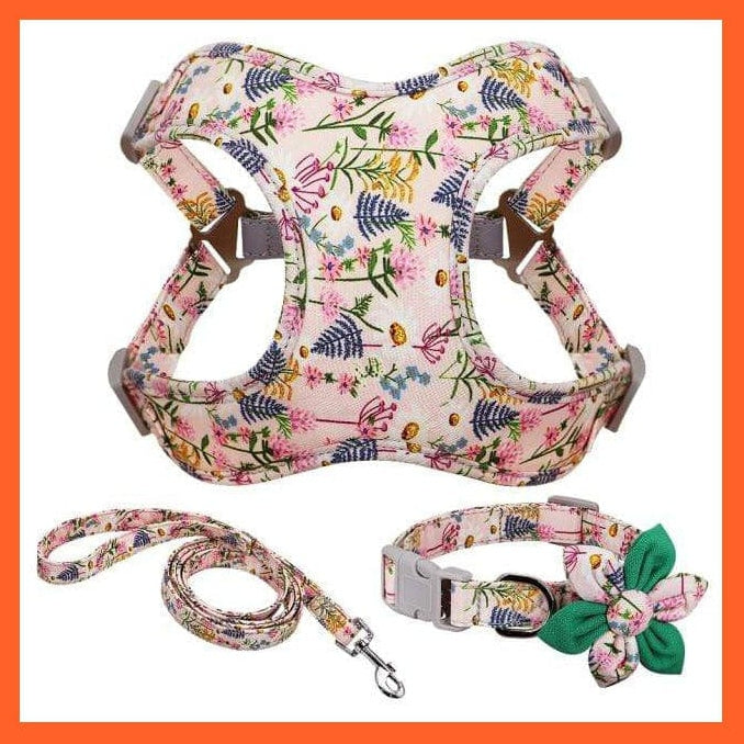 whatagift.com.au Animals & Pet Supplies Pink / M French Bulldog Harness Leash And Collar Set | Printed Dog Harness Vest Leash Collar Set