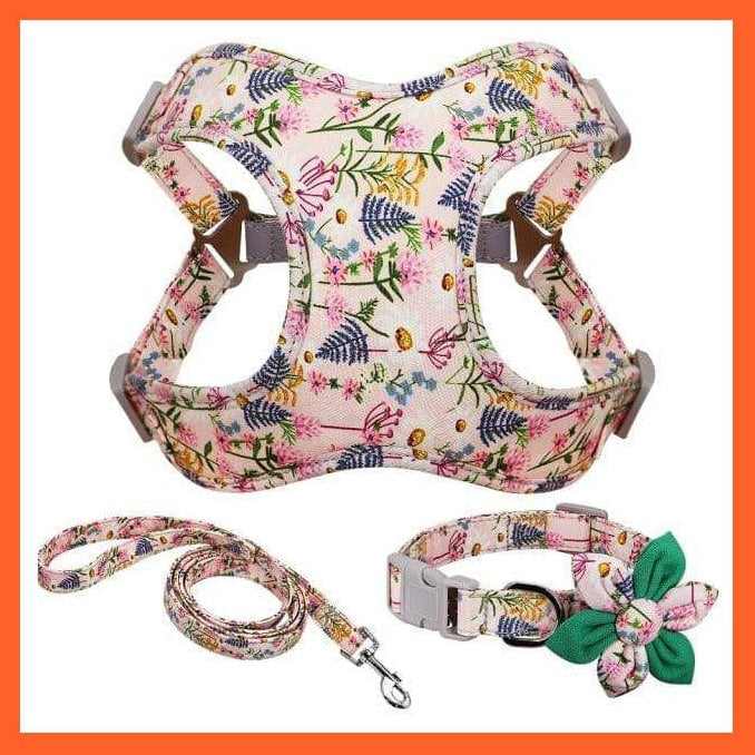 whatagift.com.au Animals & Pet Supplies Pink / M French Bulldog Harness Leash And Collar Set | Printed Dog Harness Vest Leash Collar Set | For Small Medium Large Dogs