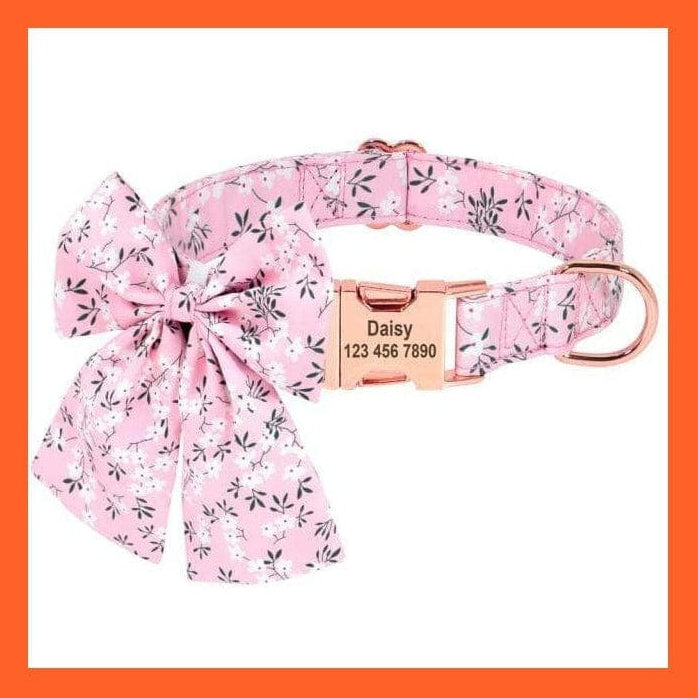whatagift.com.au Animals & Pet Supplies Pink / S Copy of Personalized Puppy Dog Cat Collar | Custom Printed Bowknot Pet Accessories  | Engraved Nameplate Bow Tie Collars