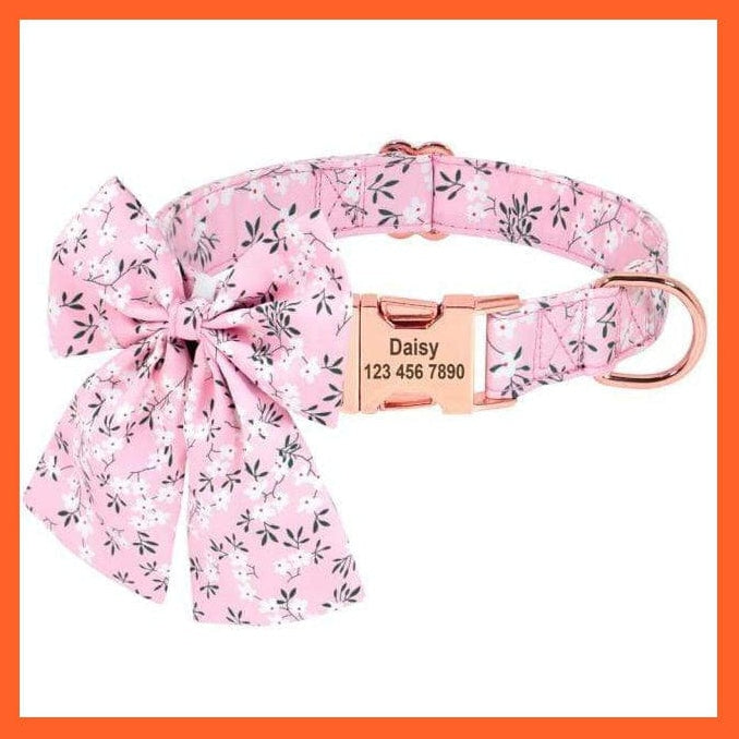 whatagift.com.au Animals & Pet Supplies Pink / S Personalized Puppy Dog Cat Collar | Custom Printed Bowknot Pet Accessories  | Engraved Nameplate Bow Tie Collars