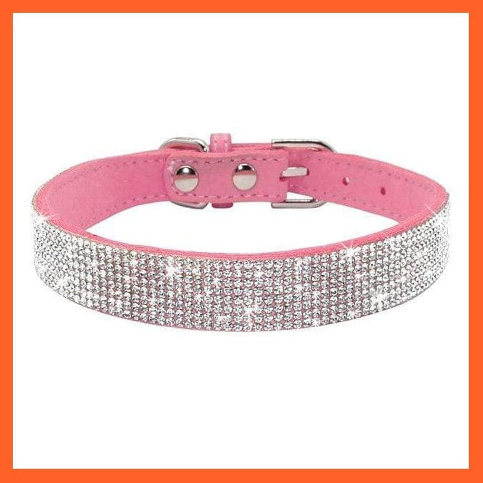 whatagift.com.au Animals & Pet Supplies Pink / XS Bling Leather Rhinestone Dog Cat Collars | Pet Puppy Kitten Collar Walk Leash Lead | For Small Medium Dogs Cats