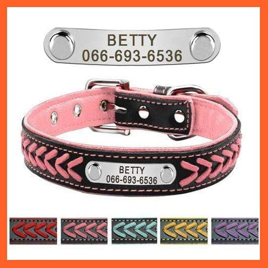 whatagift.com.au Animals & Pet Supplies Pink / XS Personalized  Custom Leather Dog Collar | Engraved Pet Cat Dog Name Tag Collar