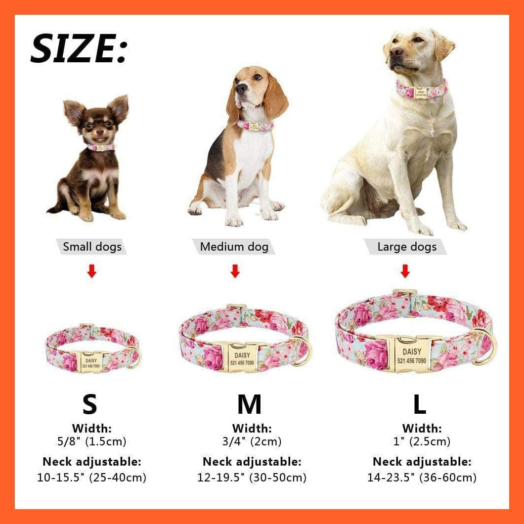 whatagift.com.au Animals & Pet Supplies Printed Personalized Dog Tag Collar| Custom Nylon Engraved Pet Puppy Nameplate Collar | Adjustable For Medium Large Dogs