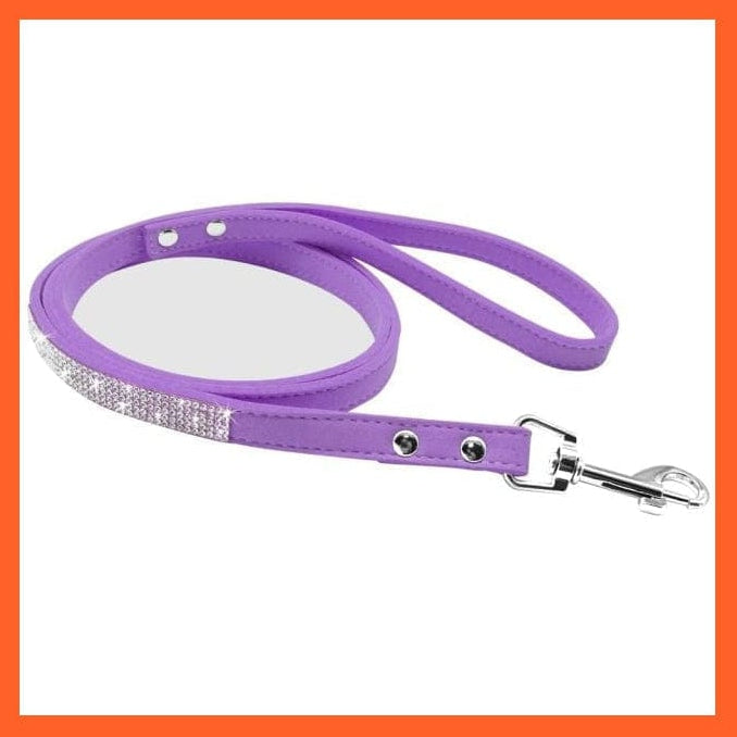 whatagift.com.au Animals & Pet Supplies Purple leash / M Bling Leather Rhinestone Dog Cat Collars | Pet Puppy Kitten Collar Walk Leash Lead | For Small Medium Dogs Cats