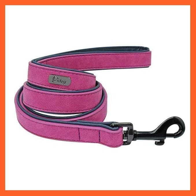 whatagift.com.au Animals & Pet Supplies Purple Leash / S Personalized Leather Custom Dog Collars | Pet Name Tag Collar Leash Lead