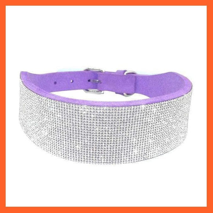 whatagift.com.au Animals & Pet Supplies Purple Wide / XXL Bling Leather Rhinestone Dog Cat Collars | Pet Puppy Kitten Collar Walk Leash Lead | For Small Medium Dogs Cats