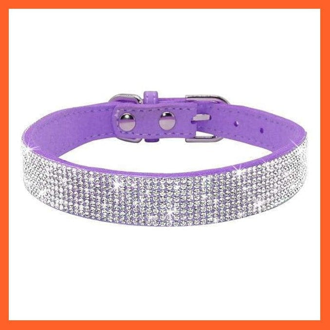 whatagift.com.au Animals & Pet Supplies Purple / XS Bling Leather Rhinestone Dog Cat Collars | Pet Puppy Kitten Collar Walk Leash Lead | For Small Medium Dogs Cats
