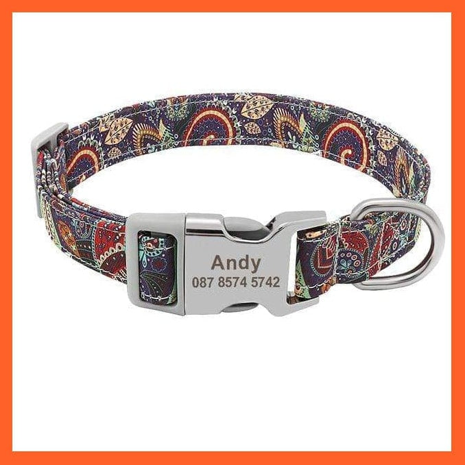 whatagift.com.au Animals & Pet Supplies Purple7 / S Personalized Printed Custom Engraved Dog Collar |  Nylon Pet Name Tag Id Collars