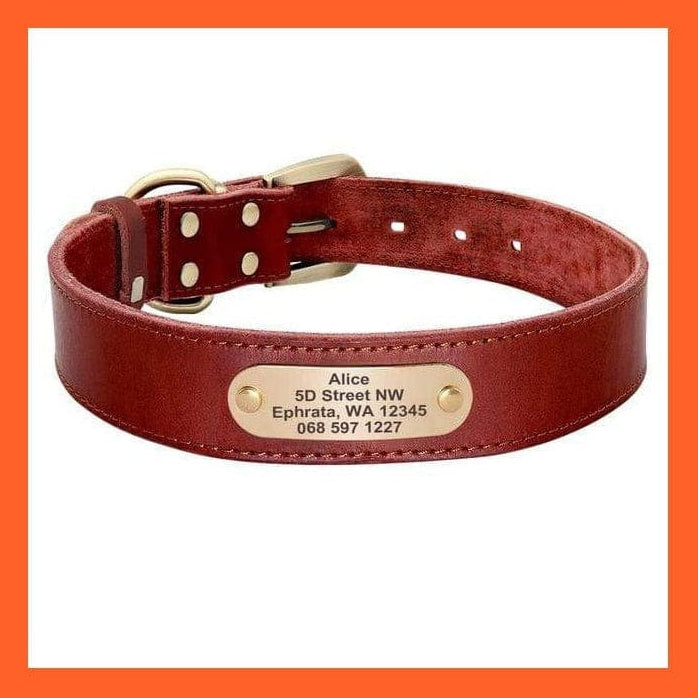 whatagift.com.au Animals & Pet Supplies Red Collar / XS Custom Leather Dog Collar | Personalized Engraved Pet Collar Leash Set