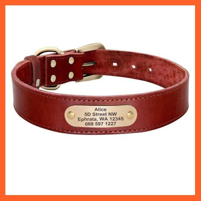 whatagift.com.au Animals & Pet Supplies Red Collar / XXS Custom Leather Dog Collar Leash Set | Personalized Pet Collar Leash Free Engraved Nameplate | For Small Medium Large Dogs