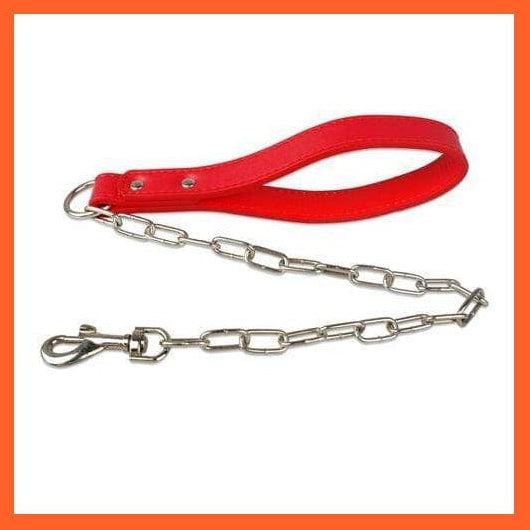 whatagift.com.au Animals & Pet Supplies Red / M Durable Dog Chain Leash | Walking Lead Rope Collar Harness With Leather Handle