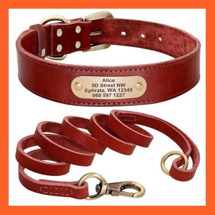 whatagift.com.au Animals & Pet Supplies Red Set / XL Custom Leather Dog Collar | Personalized Engraved Pet Collar Leash Set