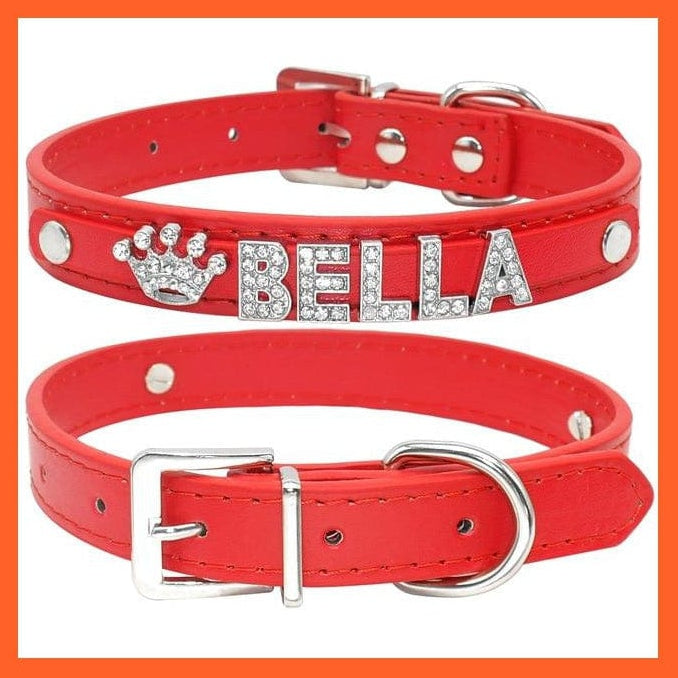 whatagift.com.au Animals & Pet Supplies Red / XS Personalized Bling Rhinestone Puppy Dog Collars | Customized Necklace Name Charms Pet Accessories