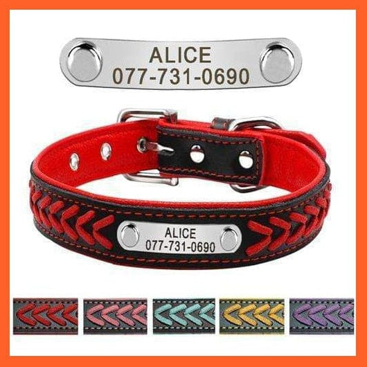 whatagift.com.au Animals & Pet Supplies Red / XS Personalized  Custom Leather Dog Collar | Engraved Pet Cat Dog Name Tag Collar