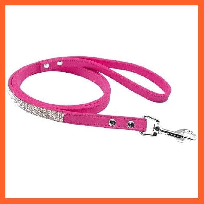 whatagift.com.au Animals & Pet Supplies Rose leash / M Bling Leather Rhinestone Dog Cat Collars | Pet Puppy Kitten Collar Walk Leash Lead | For Small Medium Dogs Cats