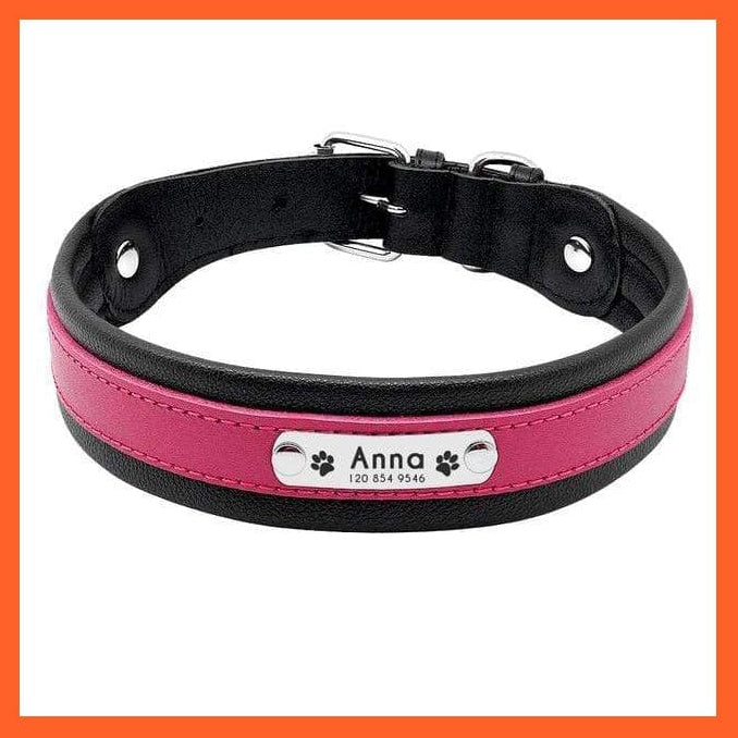 whatagift.com.au Animals & Pet Supplies Rose / M Personalized Leather Dog Collar | Customized Padded Engraved Pet Big Dog Bulldog Collars