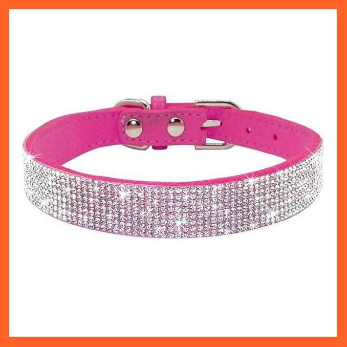 whatagift.com.au Animals & Pet Supplies Rose Red / XS Bling Leather Rhinestone Dog Cat Collars | Pet Puppy Kitten Collar Walk Leash Lead | For Small Medium Dogs Cats