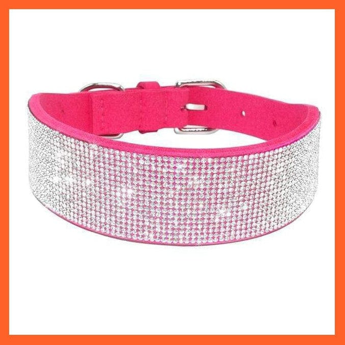 whatagift.com.au Animals & Pet Supplies Rose Wide / XL Bling Leather Rhinestone Dog Cat Collars | Pet Puppy Kitten Collar Walk Leash Lead | For Small Medium Dogs Cats