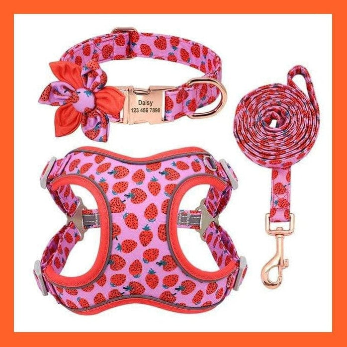 whatagift.com.au Animals & Pet Supplies Strawberry / S Custom Printed Dog Collar Leash Set | Personalized Pet Dog  Walking Leash