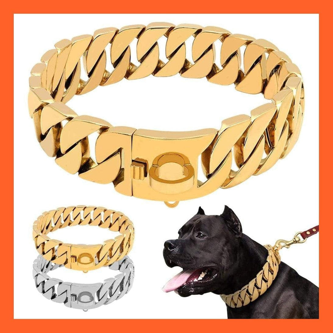 whatagift.com.au Animals & Pet Supplies Strong Metal Silver Gold Show Collar | Stainless Steel Pet Training Dog Chain Collars
