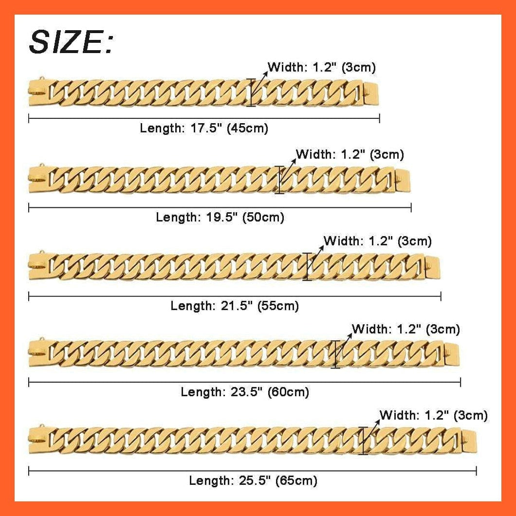 whatagift.com.au Animals & Pet Supplies Strong Metal Silver Gold Show Collar | Stainless Steel Pet Training Dog Chain Collars | For Large Dogs Pitbull Bulldog