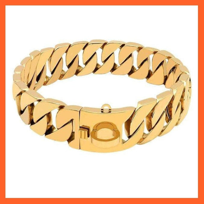 whatagift.com.au Animals & Pet Supplies Strong Metal Silver Gold Show Collar | Stainless Steel Pet Training Dog Chain Collars | For Large Dogs Pitbull Bulldog