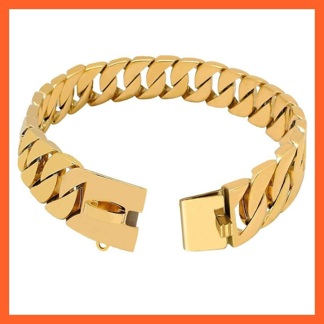 whatagift.com.au Animals & Pet Supplies Strong Metal Silver Gold Show Collar | Stainless Steel Pet Training Dog Chain Collars | For Large Dogs Pitbull Bulldog