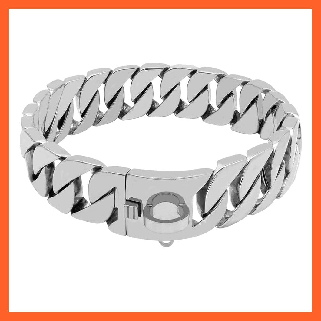 whatagift.com.au Animals & Pet Supplies Strong Metal Silver Gold Show Collar | Stainless Steel Pet Training Dog Chain Collars | For Large Dogs Pitbull Bulldog