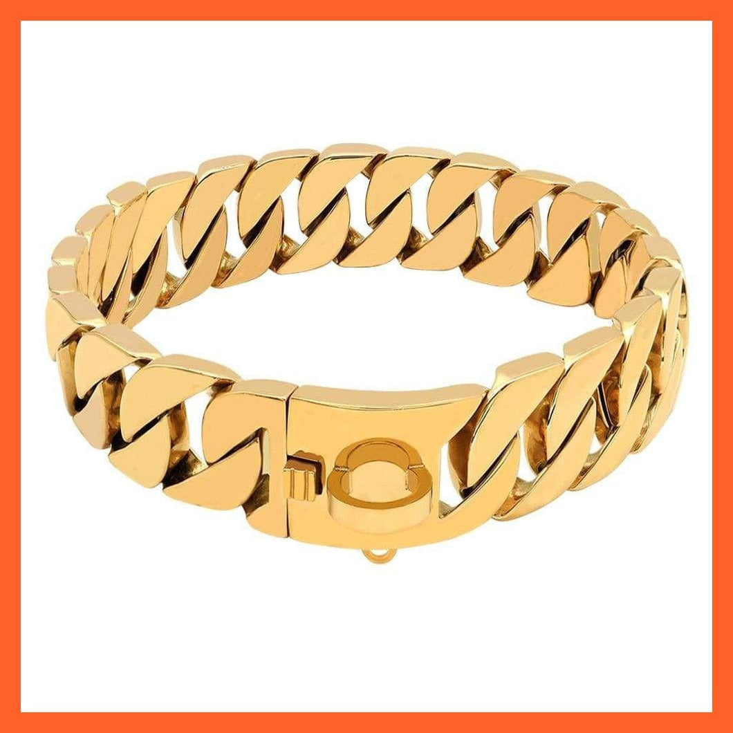 whatagift.com.au Animals & Pet Supplies Strong Metal Silver Gold Show Collar | Stainless Steel Pet Training Dog Chain Collars | For Large Dogs Pitbull Bulldog