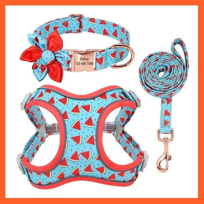 whatagift.com.au Animals & Pet Supplies Watermelon / S Custom Printed Dog Collar Leash Set | Personalized Pet Dog Collar Harnesses Walking Leash